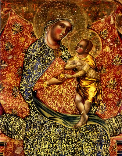 Madonna und Kind auf dem Thron mit zwei Engeln von Paolo Veneziano