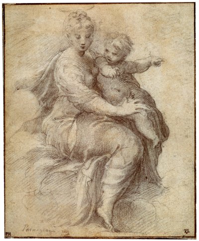 Madonna und Kind auf den Wolken, ca. 1525 von Parmigianino