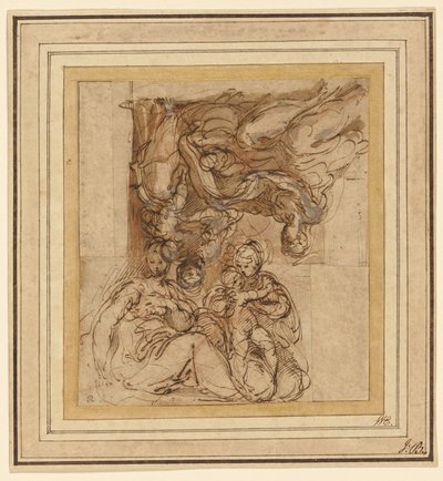 Zwei Studien für eine Heilige Familie von Parmigianino