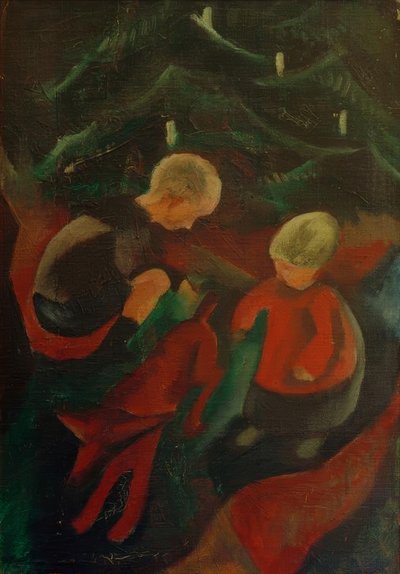 Zwei Kinder unterm Weihnachtsbaum von Paul Adolf Seehaus