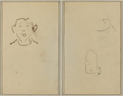 Jungengesicht; Zwei Schafe [verso] von Paul Gauguin