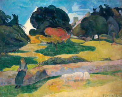 Mädchen, das Schweine hütet, 1889 von Paul Gauguin