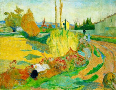 Landschaft bei Arles (Weg am Roubinele-Roi-Kanal) von Paul Gauguin