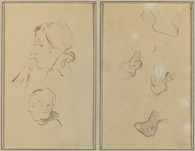 Zwei Köpfe; Studien von Schafen [recto] von Paul Gauguin