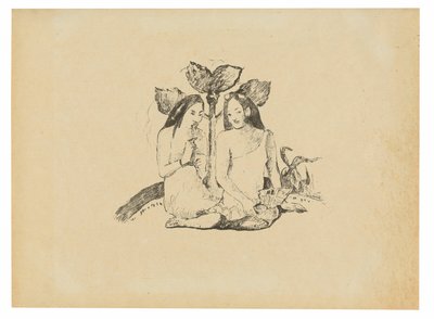 Zwei Maori-Frauen hocken nieder von Paul Gauguin