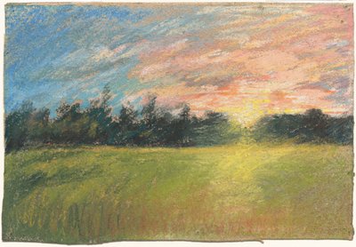 Eine Wiese bei Sonnenuntergang von Paul Huet
