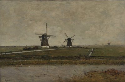 Polder mit Mühlen bei Overschie von Paul Joseph Constantin Gabriel