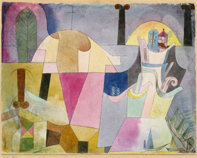 Schwarze Säulen in einer Landschaft von Paul Klee