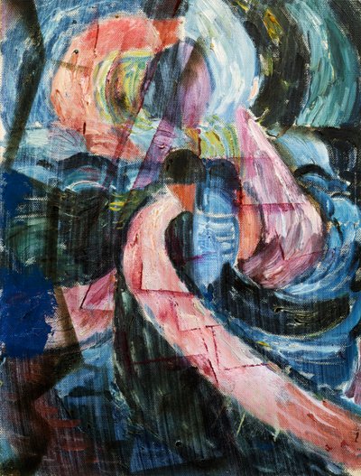 Konstruktion unter einem Wasserfall, eine Überquerung von Paul Klee
