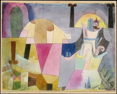Landschaft mit schwarzen Säulen. 1919 von Paul Klee