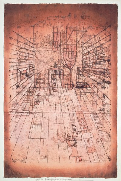 Zimmerperspektive mit Bewohnern in Bern, Schweiz von Paul Klee
