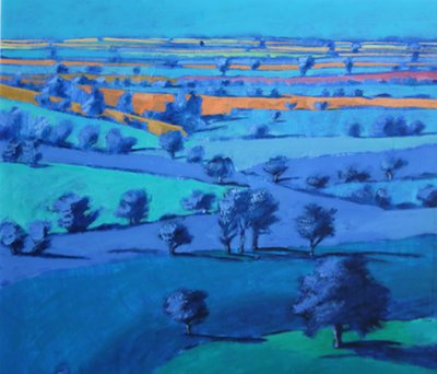 Blaue Malerei Nahaufnahme von Paul Powis