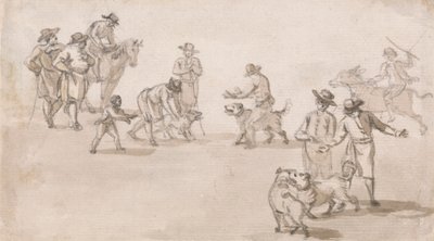 Gruppe von Figuren: Ein Hundekampf von Paul Sandby