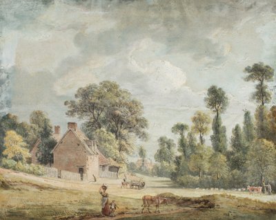 Blick hinunter auf den Egham Hill von Paul Sandby