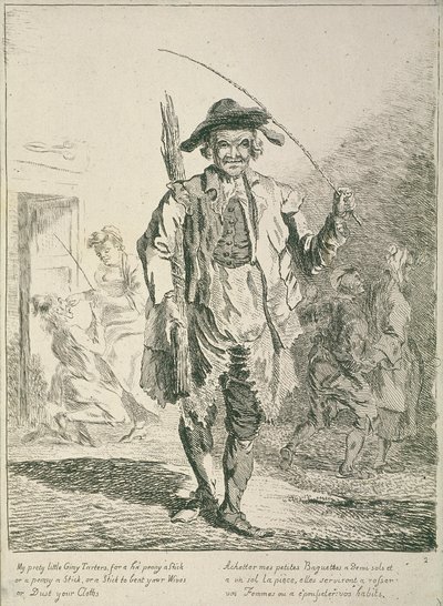 Stockverkäufer, Rufe von London, 1760 von Paul Sandby