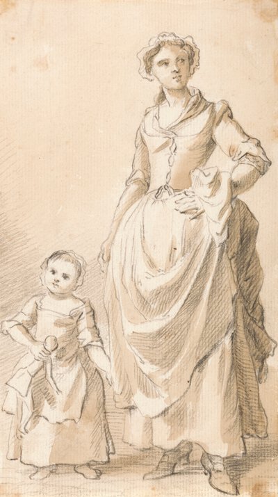 Frau und Kind, die eine Puppe halten von Paul Sandby