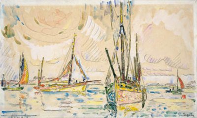 Fischerboote im Hafen von Locmalo von Paul Signac