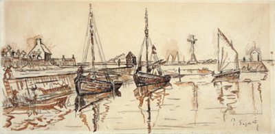 Segelschiffe im Hafen von Barfleur von Paul Signac