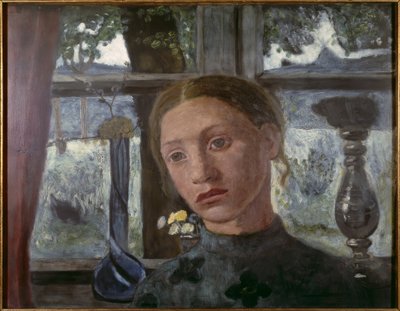 Mädchenkopf vor einem Fenster von Paula Modersohn Becker