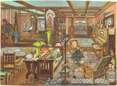Innenraum im "California Mission Style" von Perkins Harnly