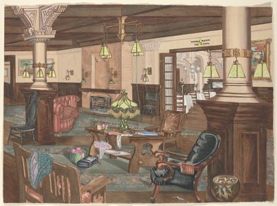Lobby des Hollywood Hotels, 1902 von Perkins Harnly