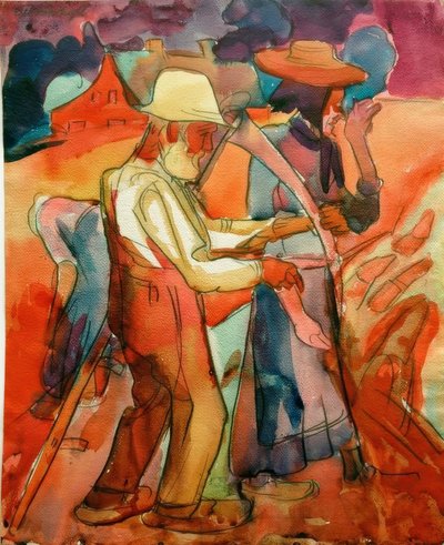 Eltern auf dem Roggenfeld von Peter August Böckstiegel