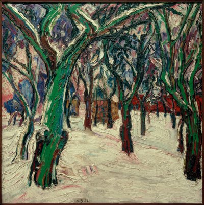 Winterbild mit Bauernhäusern (Parkweg im Winter) von Peter August Böckstiegel