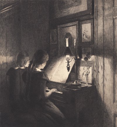 Zwei kleine Mädchen am Klavier von Peter Vilhelm Ilsted