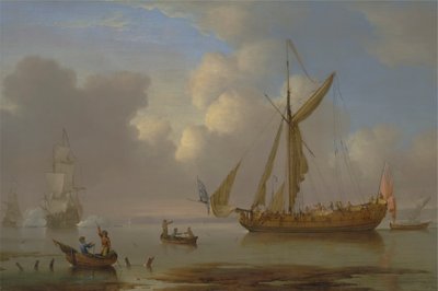 Königliche Yacht bei ruhiger See vor Anker von Peter Monamy
