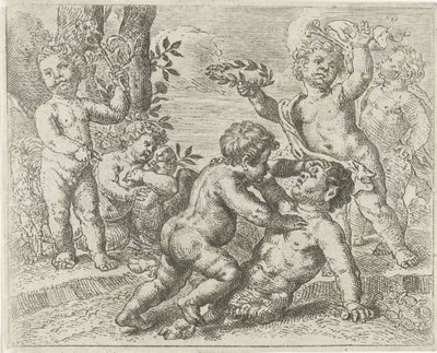 Kämpfende Putti, Kampf zwischen Tugend und Laster von Peter van Lint