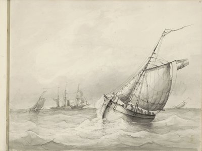 Segelschiffe auf See von Petrus Johannes Schotel (circle of)