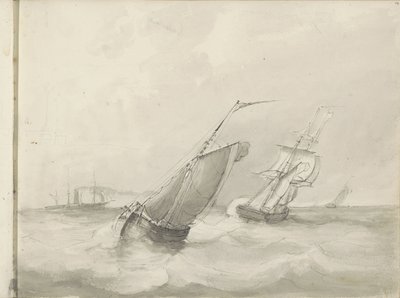 Segelschiffe auf See von Petrus Johannes Schotel (circle of)