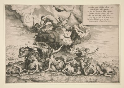 Apollo und Artemis töten Niobe von Philip Galle