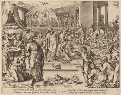 Viele werden getauft von Philip Galle after Maerten van Heemskerck