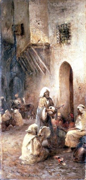 Arabische Musiker in einer Dorfstraße von Philippe Pavy