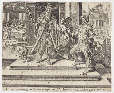 Ahasverus beauftragt die Zerstörung des jüdischen Volkes von Philips Galle