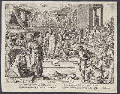 Die Apostel taufen in Jerusalem von Philips Galle