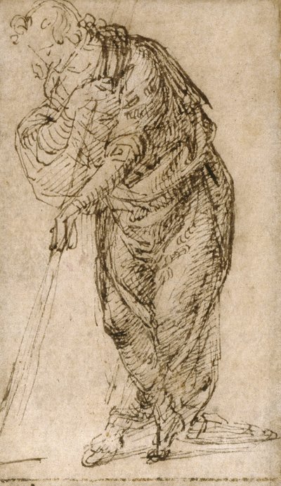 Stehende Figur, die sich auf einen Stab stützt von Piero di Cosimo