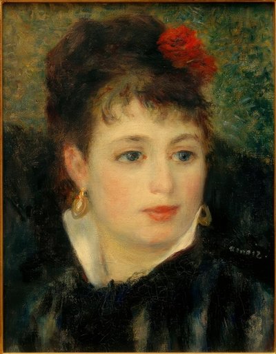 Frau mit Rose von Pierre Auguste Renoir