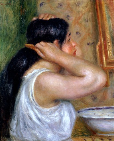 Mädchen kämmt ihr Haar, 1907-8 von Pierre Auguste Renoir