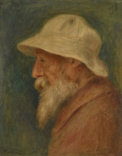 Selbstporträt mit weißem Hut, 1910 von Pierre Auguste Renoir