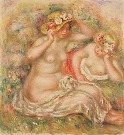 Zwei Nackte mit Hüten von Pierre Auguste Renoir