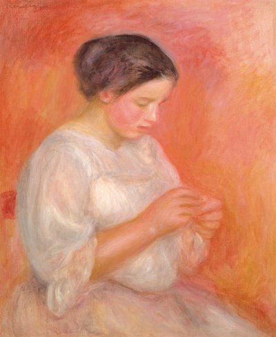 Frau beim Nähen von Pierre Auguste Renoir