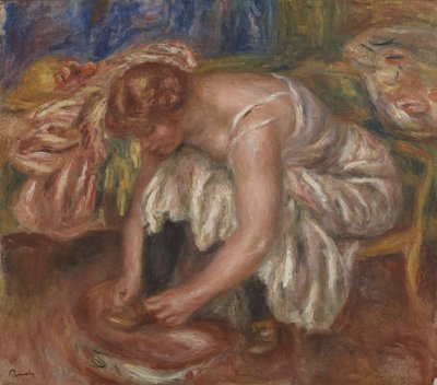 Frau bindet ihren Schuh von Pierre Auguste Renoir
