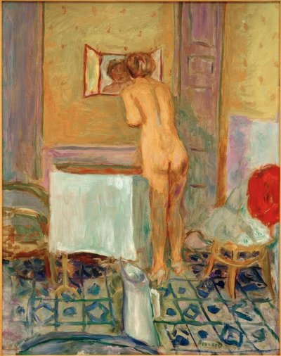 Akt mit rotem Stoff oder Akt bei der Toilette von Pierre Bonnard