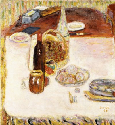 Stillleben mit Flasche Rotwein von Pierre Bonnard