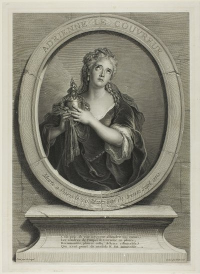 Porträt von Adrienne Le Couvreur von Pierre Imbert Drevet