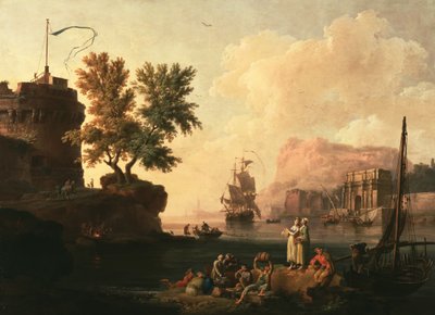 Mittelmeerhafen-Szene von Pierre Jacques Volaire