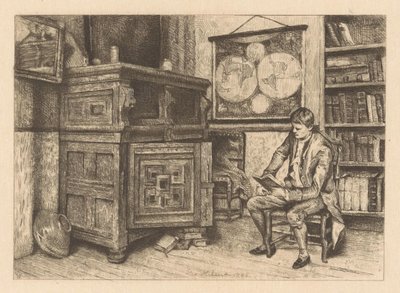 Lesender Mann in einem Interieur von Piet Verhaert