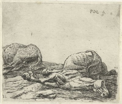 Zwei tote Pferde von Pieter Bodding van Laer